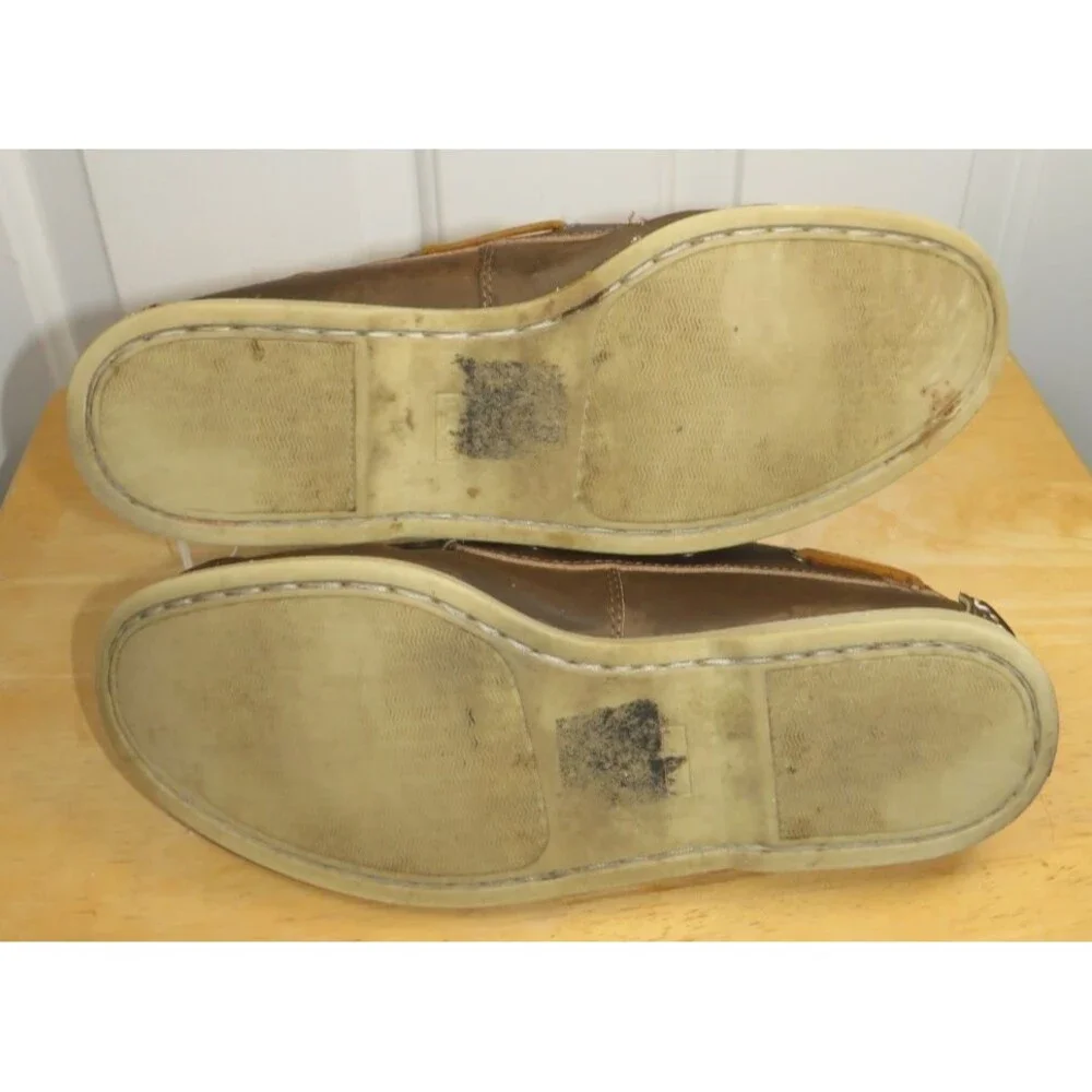 J.Crew Brown Leather Boat Shoes 2-Eye Casual Loafers Men's Size 11